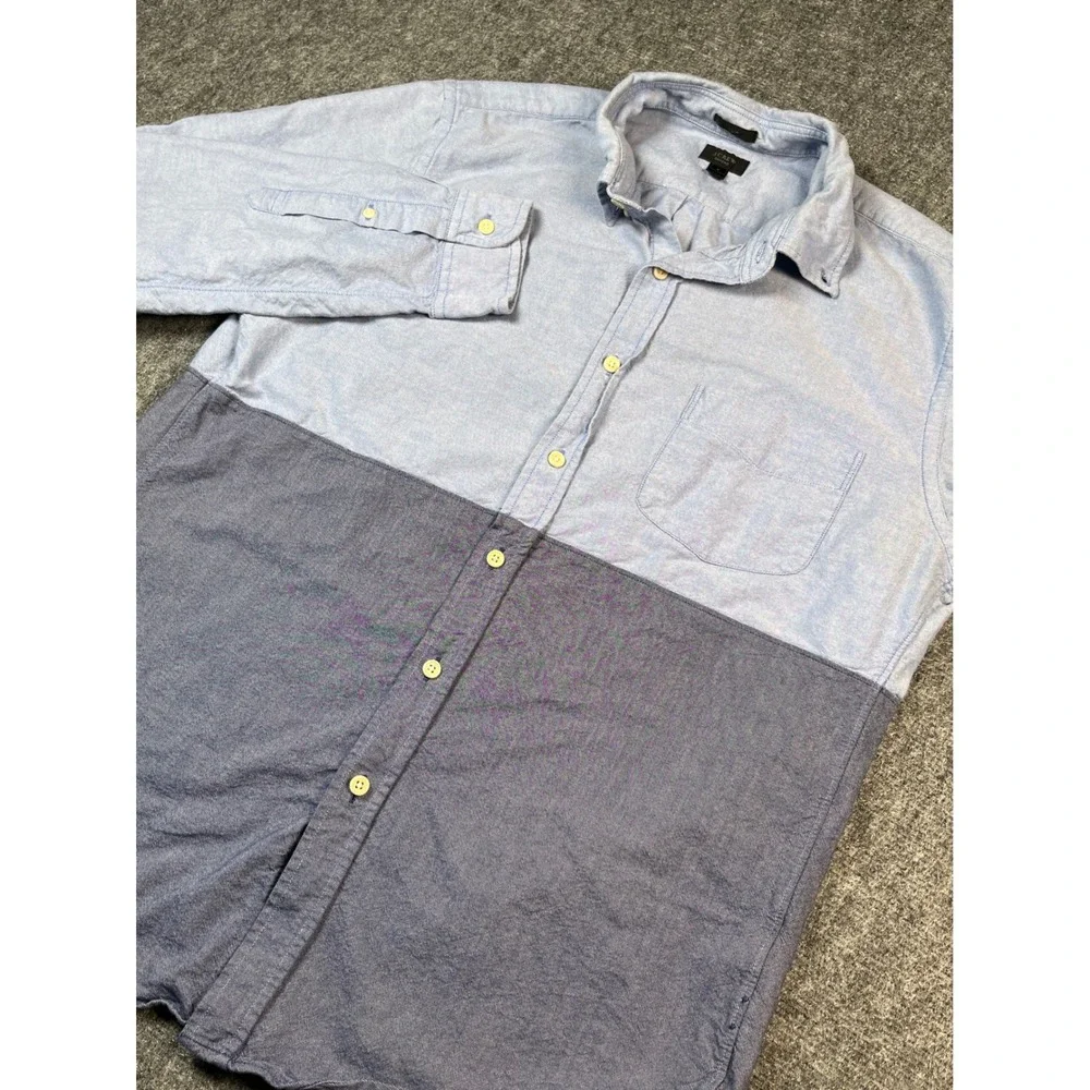 J.‎ Crew Mens Oxford Shirt Large Slim Fit Two Tone Blue Casual Button Up